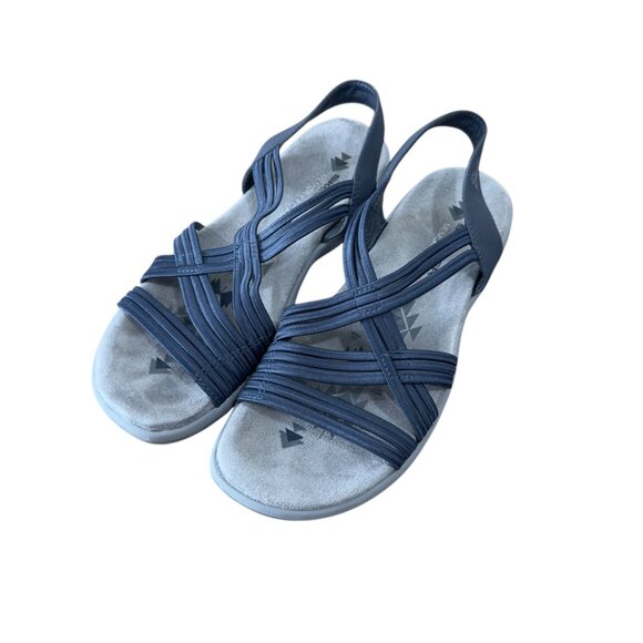 Skechers Womens Navy Strappy Sandals With Slingback Comfort Fit Size 7 - Picture 2 of 10